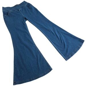 Halara Flex High Waist Flare Jeans Sz L Petite Crossover Stretch Pocket Denim